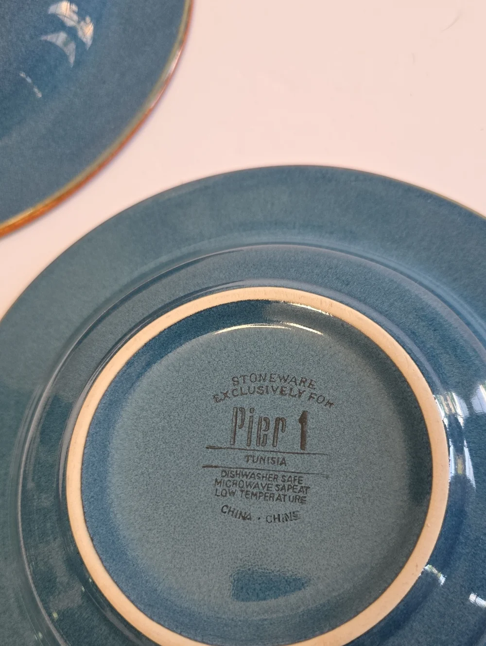 Pier 1 Set Of 3 Tunisia Soup Bowls Stoneware Blue Scroll Design